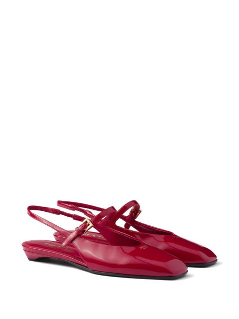 Prada leather slingback ballerina shoes - Red - zdjęcie produktu nr 2