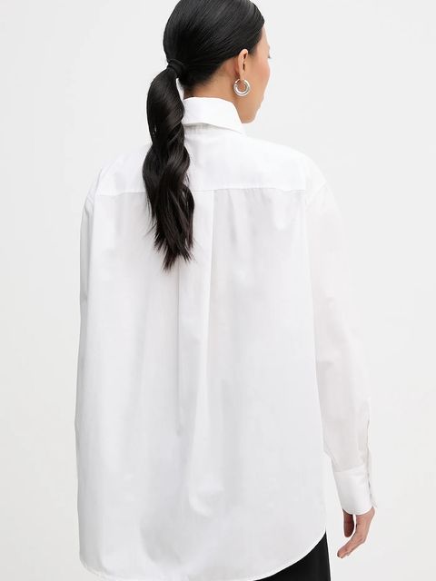 Karl Lagerfeld koszula bawełniana damska kolor biały relaxed z kołnierzykiem klasycznym B1W11002