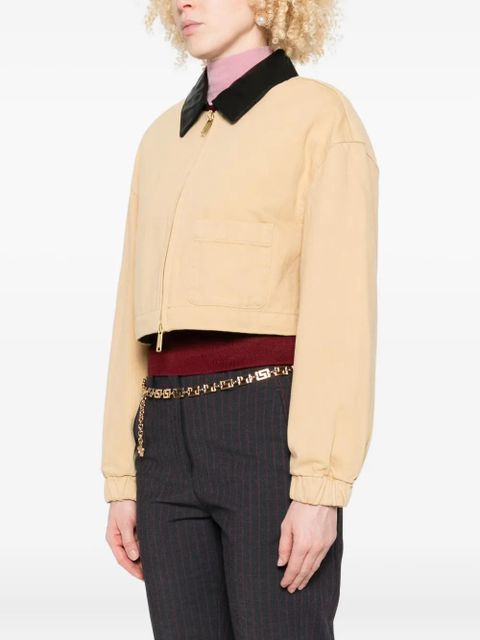 Self-Portrait leather-collared jacket - Neutrals - zdjęcie produktu nr 2