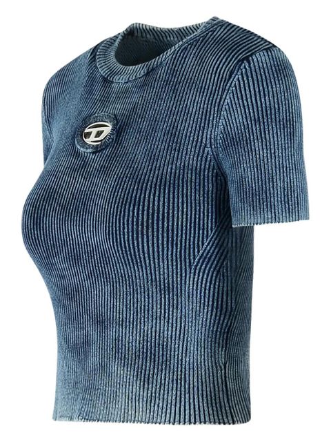Diesel ribbed oval-logo T-Shirt - Blue