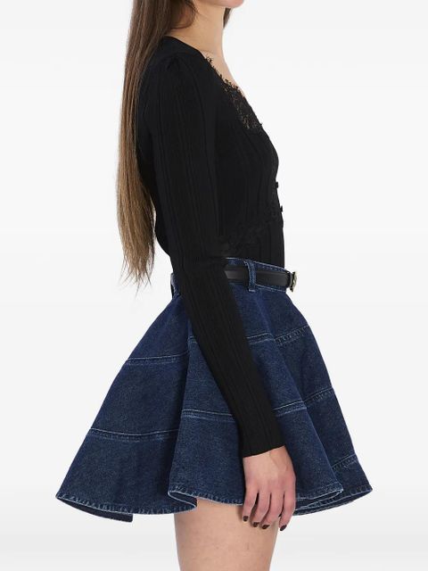 Self-Portrait lace button top - Black