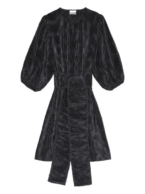 GANNI pleated puff-sleeve mini dress - Black - zdjęcie produktu nr 1