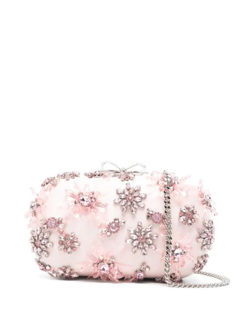 Self-Portrait floral-embellished clutch bag - Pink - zdjęcie produktu nr 1