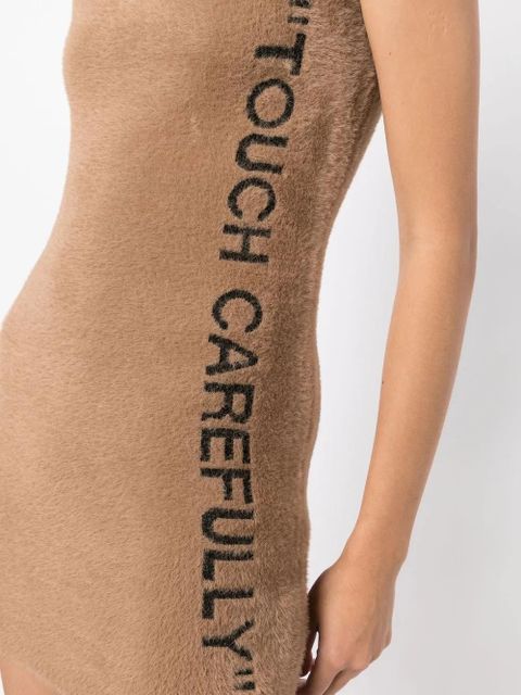 Off-White Quote pencil mini dress - Brown