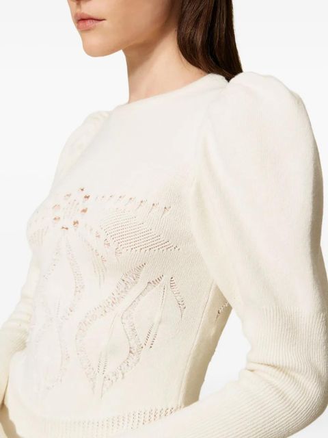 TWINSET open-knit puff-sleeve jumper - Neutrals