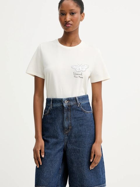 Weekend Max Mara t-shirt bawełniany GUGLIA damski kolor beżowy 2525976031600 - zdjęcie produktu nr 1