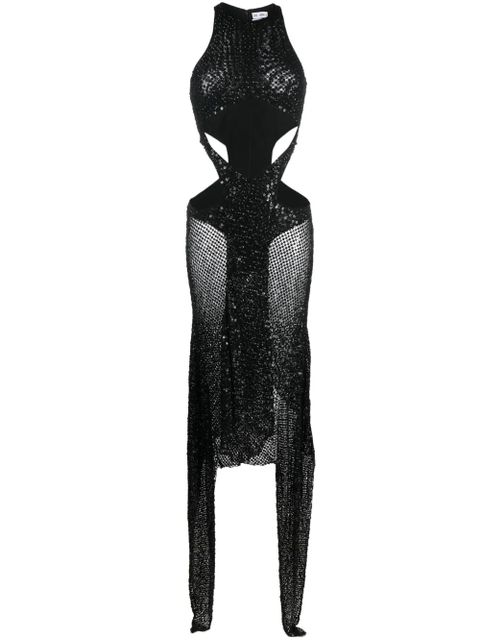 The Attico Magnolia sequin-embellished net dress - Black - zdjęcie produktu nr 1