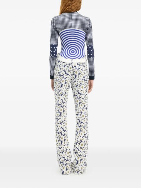 Jean Paul Gaultier gingham target long-sleeve top - Blue