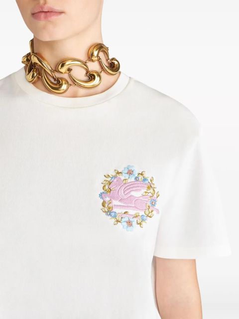 ETRO Pegaso-embroidered cotton T-shirt - White
