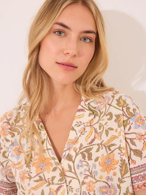 women'secret piżama bawełniana damska kolor beżowy bawełniana 3139900