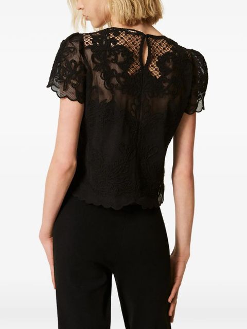 TWINSET floral-lace blouse - Black