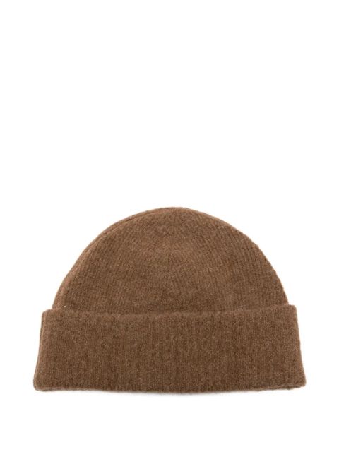 AMI Paris striped Ami De Coeur beanie - Brown