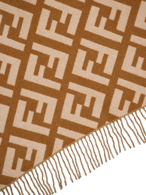 FENDI jacquard cashmere poncho - Brown