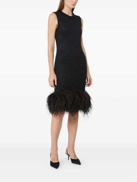 Max Mara Novara beaded feather midi dress - Black - zdjęcie produktu nr 2