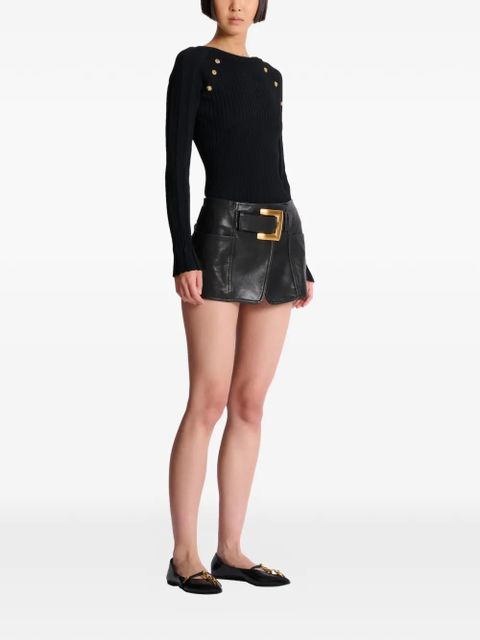 Balmain belted leather mini skirt - Black - zdjęcie produktu nr 2
