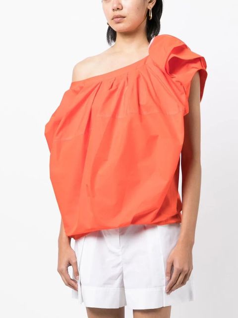 3.1 Phillip Lim gathered-detail off-shoulder blouse - Orange