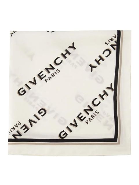 Givenchy Shadow logo-print silk scarf - White