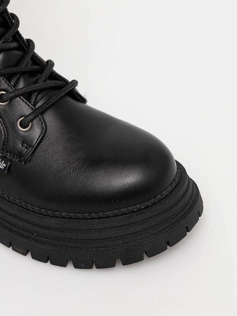 Buffalo kozaki Lennox Lace Up Hi damskie kolor czarny na płaskim obcasie 1622611-BLK