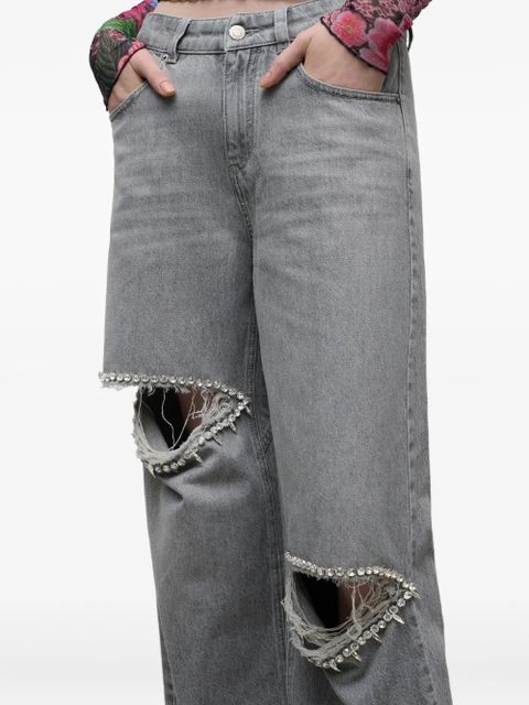 AREA crystal-embellished jeans - Grey