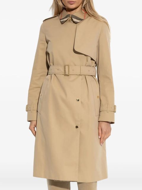 Burberry belted check-collar coat - Neutrals - zdjęcie produktu nr 2