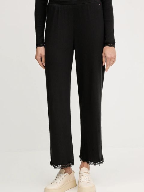 Tommy Hilfiger spodnie piżamowe damskie kolor czarny gładkie UW0UW06074