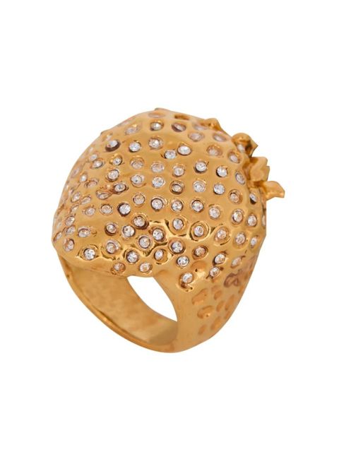 Balmain strawberry rhinestone ring - Gold