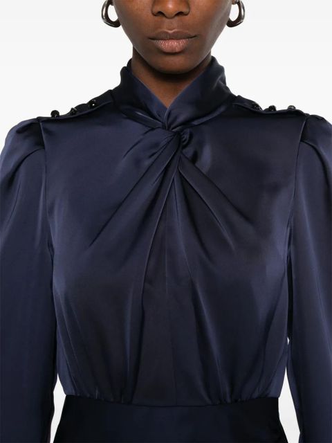 Self-Portrait gathered dress - Blue