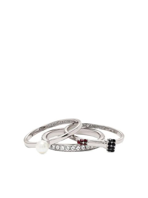 Marc Jacobs pearl-embellished lip-rouge ring (set of three) - Silver - zdjęcie produktu nr 2