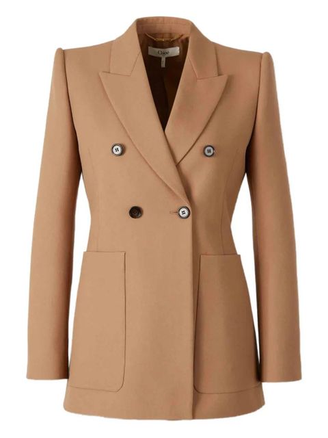 Chloé peak-lapel button wool blazer - Brown - zdjęcie produktu nr 1