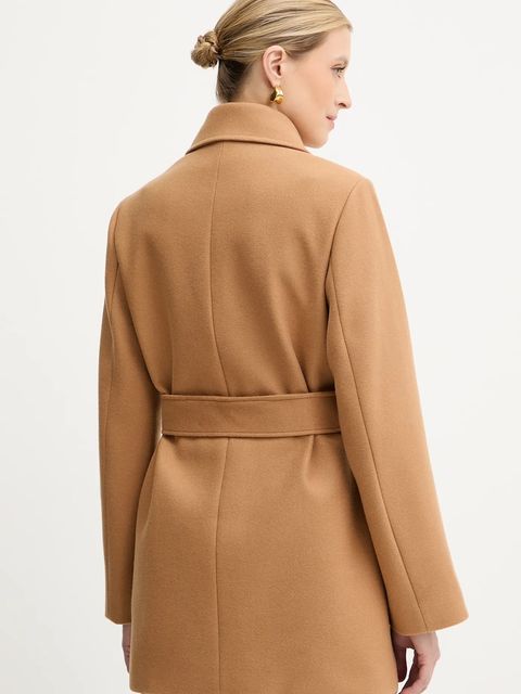 Liu Jo płaszcz z domieszką wełny kolor brązowy MF5120 J4873 - zdjęcie produktu nr 2