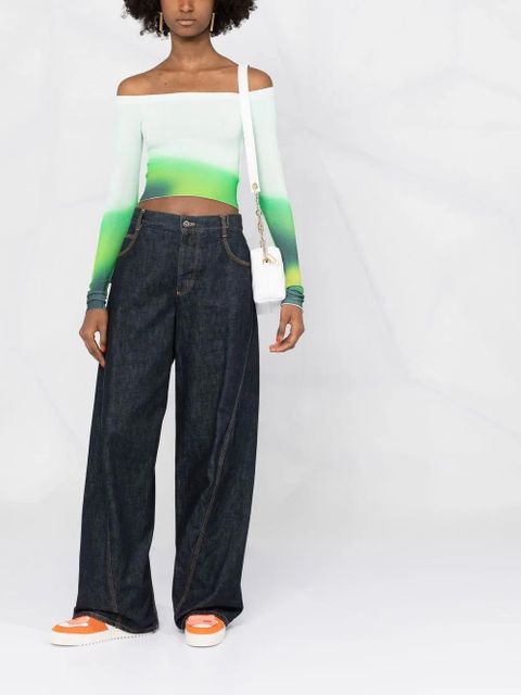 Off-White off-shoulder gradient style top - Green - zdjęcie produktu nr 2