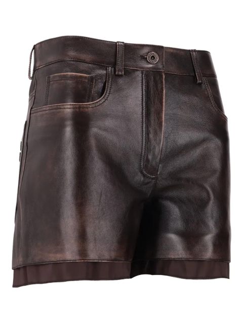 Miu Miu pocket leather shorts - Brown