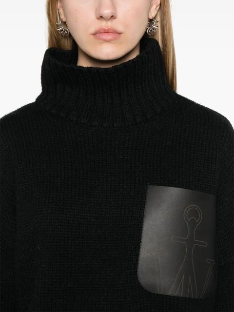 JW Anderson high-neck leather-pocket sweater - Black - zdjęcie produktu nr 2
