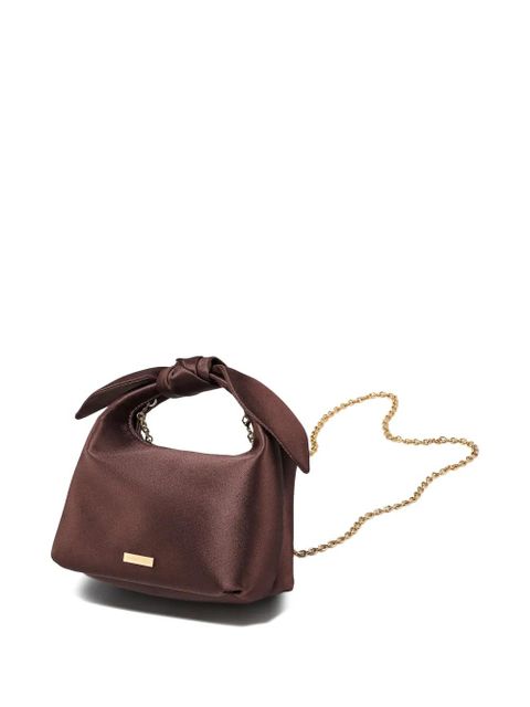 Aquazzura bow-detail satin mini bag - Brown
