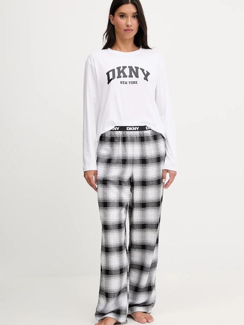 Dkny piżama z dodatkiem bawełny damska kolor biały YI80064 - zdjęcie produktu nr 1