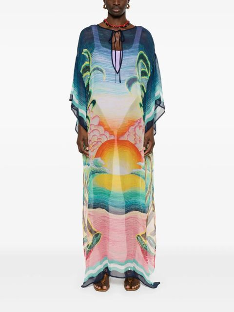 Casablanca silk chiffon maxi dress - Blue