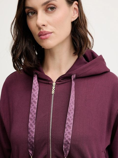 BOSS bluza lounge damska kolor różowy z kapturem gładka 50545635 - zdjęcie produktu nr 2