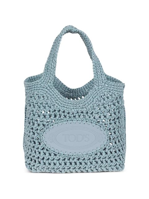 Tod's logo-appliqué crochet-knit tote bag - Blue - zdjęcie produktu nr 2