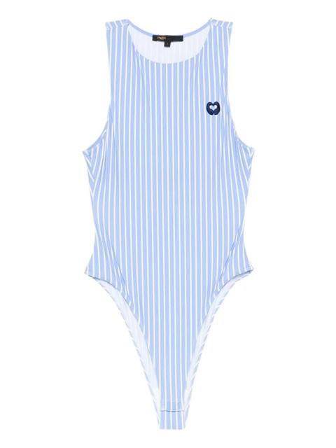 Maje striped-pattern logo-embroidered bodysuit - Blue - zdjęcie produktu nr 1