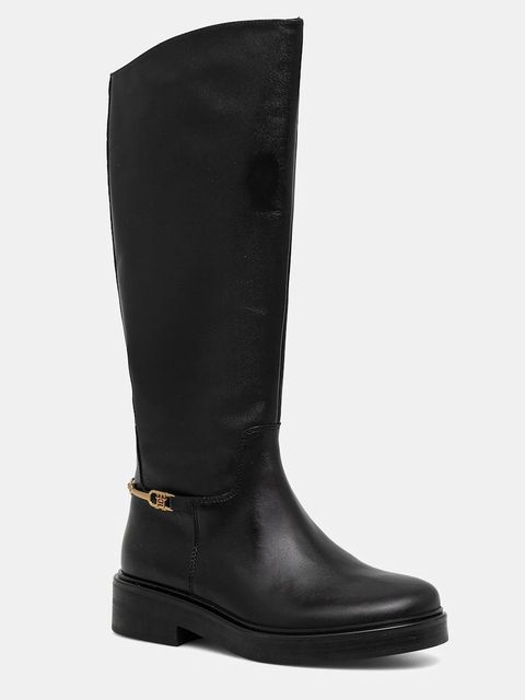 Tommy Hilfiger kozaki skórzane TH HORSEBIT RIDING LONG BOOT damskie kolor czarny na płaskim obcasie FW0FW08863 - zdjęcie produktu nr 1
