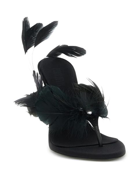 Paris Texas Lidia Feather Thong silk mules - Black - zdjęcie produktu nr 2