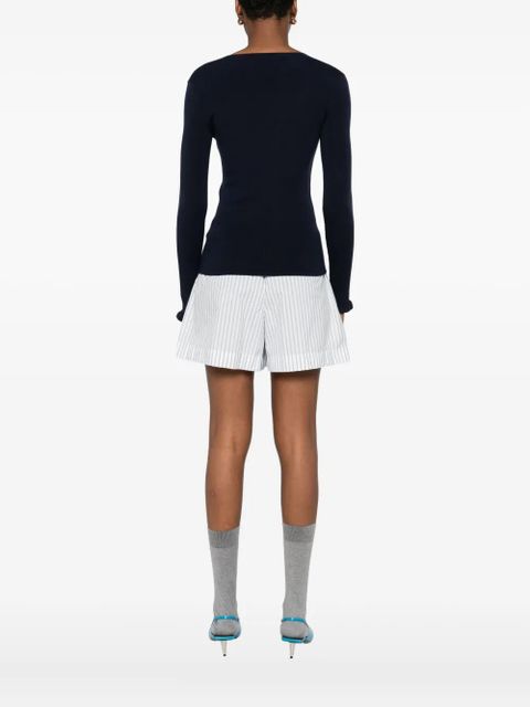 Valentino Garavani ruffled V-neck wool sweater - Blue