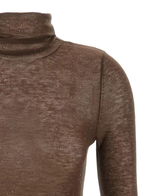 PINKO sequin-embellished high-neck top - Brown