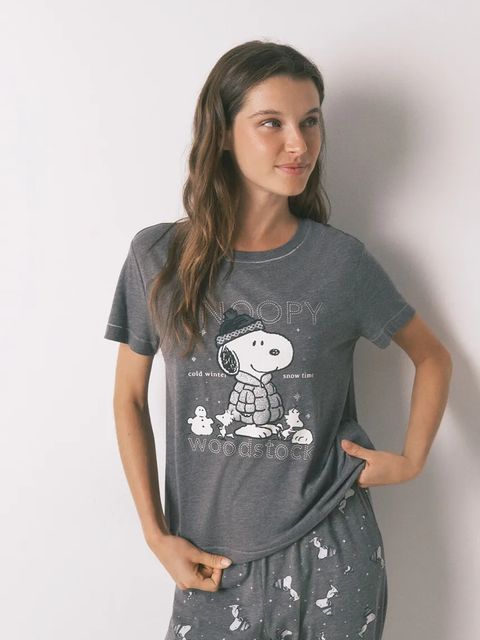 women'secret piżama SNOOPY damska kolor szary 3132165 - zdjęcie produktu nr 2