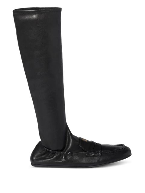 Miu Miu Ruches apron-detail leather boots - Black - zdjęcie produktu nr 1