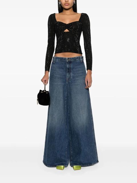 Self-Portrait rhinestoned sweetheart-neck top - Black - zdjęcie produktu nr 2