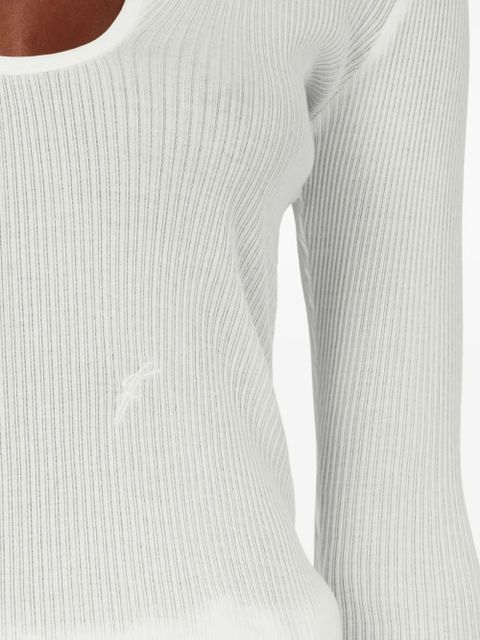Ferragamo rippled-neckline sweater - White