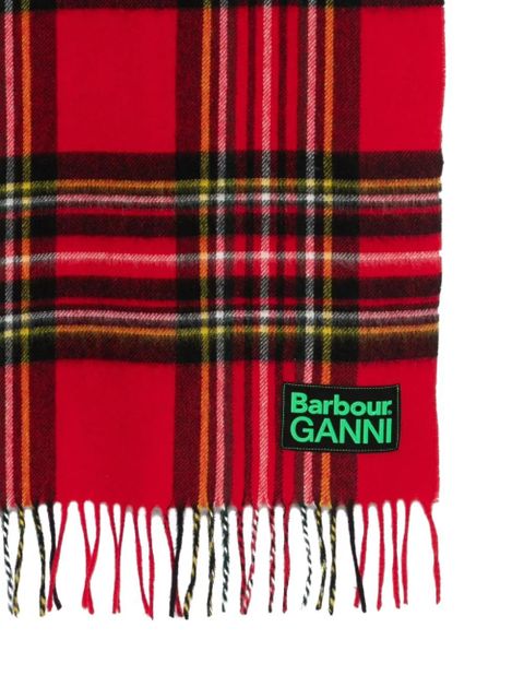 Barbour x GANNI check fringed scarf - Red - zdjęcie produktu nr 2