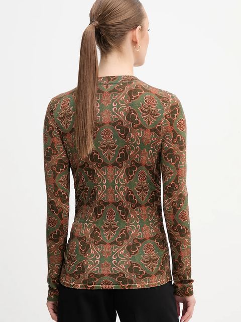 Barbour sweter wełniany x Farm Rio damski kolor zielony lekki LKN1718 - zdjęcie produktu nr 2