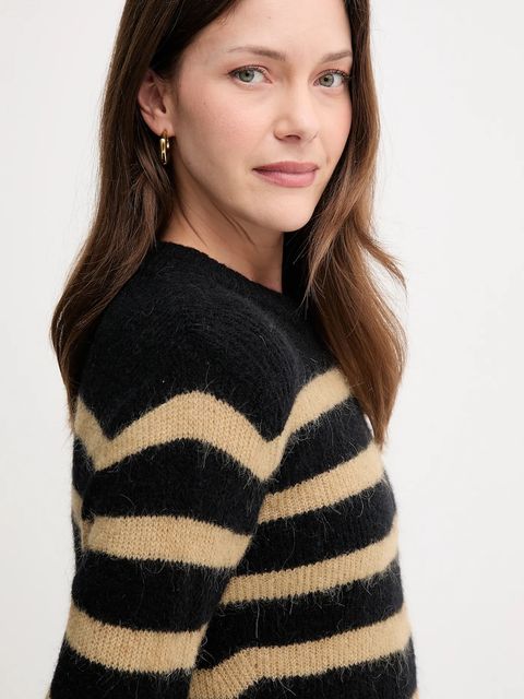 Mos Mosh sweter wełniany damski kolor czarny lekki 165660